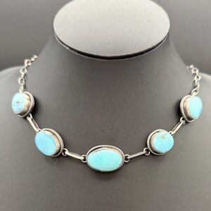 SOLD-Chunky Golden Hills Turquoise Choker – Sterling Silver
By Scott Skeets